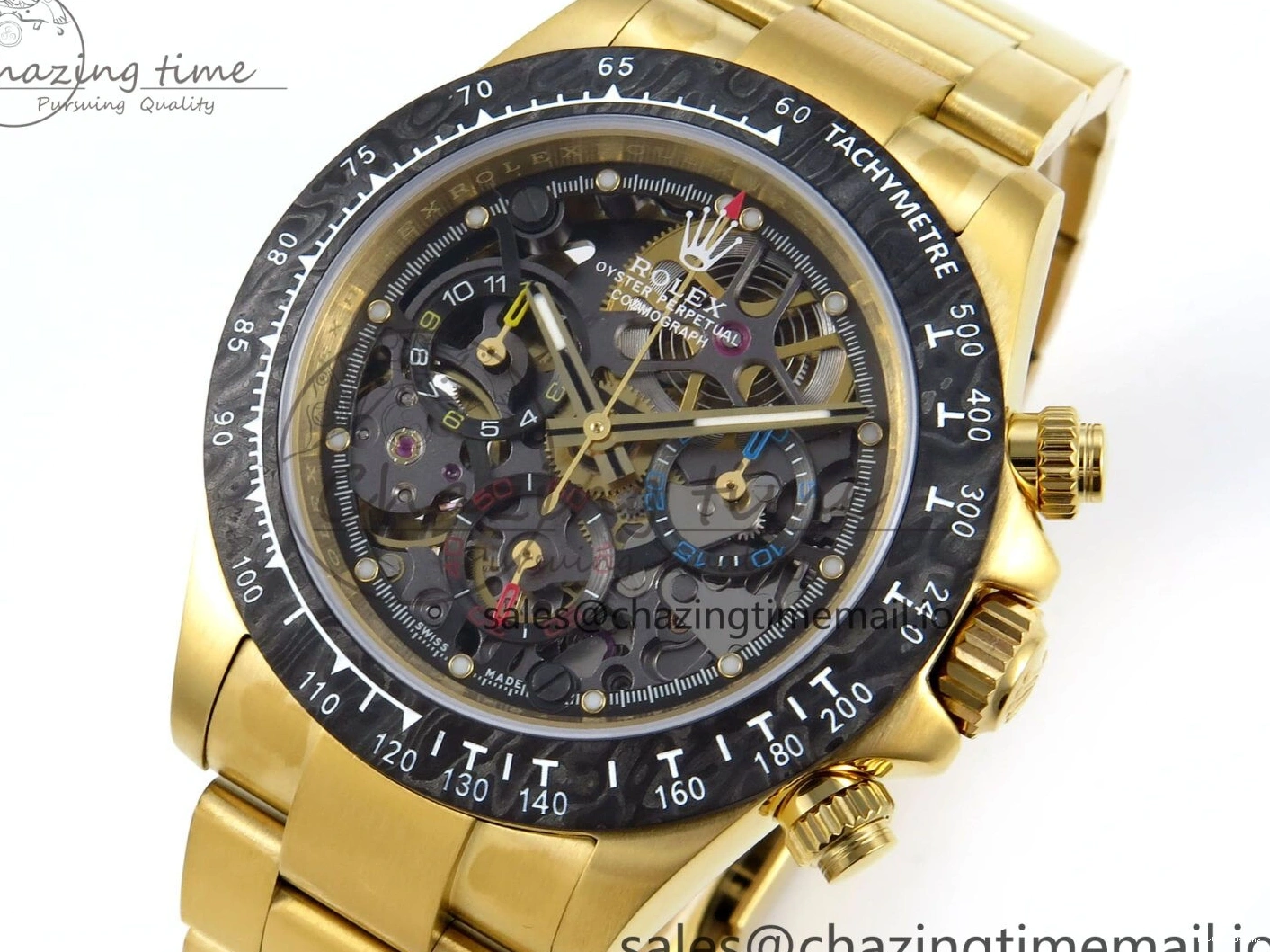 0409 Daytona Artisans Skeleton YG ADGF Best Edition Skeleton Dial on YG Oyster Bracelet SA FlexibleFit 754